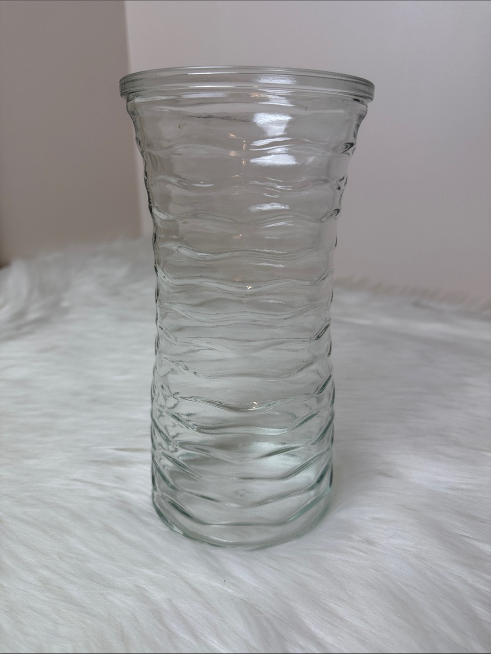 Clear Textured Wavy Glass Vase Home Decor